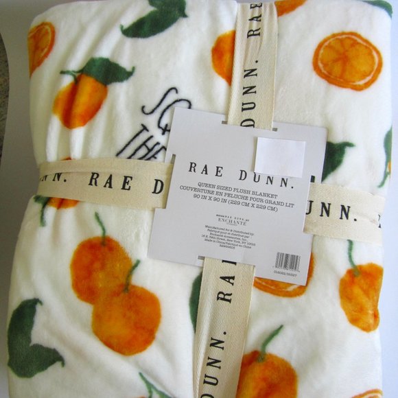 Rae Dunn Other - Rae Dunn Squeeze the Day Orange Queen Size Plush Blanket Throw